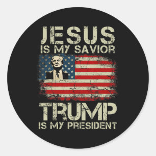 Adesivo Redondo Jesus É Meu Salvador Trump É Meu Presidente Trump 