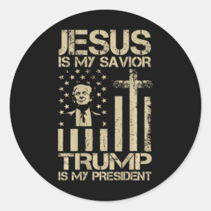 Adesivo Redondo Jesus É Meu Salvador Trump É Meu Presidente Trump
