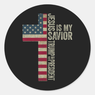 Adesivo Redondo Jesus É Meu Salvador Trump É Meu Presidente Trump 
