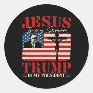 Adesivo Redondo Jesus É Meu Salvador Trump É Meu Presidente Trump 
