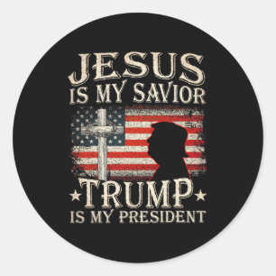 Adesivo Redondo Jesus É Meu Salvador Trump É Meu Presidente Trump