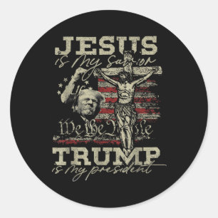 Adesivo Redondo Jesus é meu salvador - Trump é meu presidente Usa
