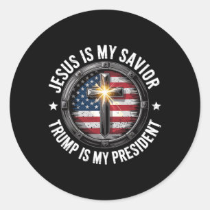 Adesivo Redondo Jesus É Meu Salvador Trump Meu Presidente Co Crist