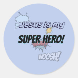 Adesivo Redondo Jesus é meu Super Herói!
