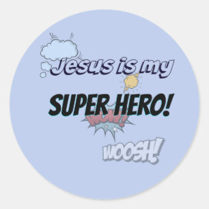 Adesivo Redondo Jesus é meu Super Herói!