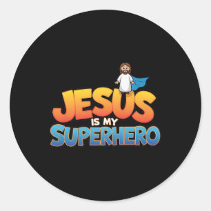 Adesivo Redondo Jesus é meu super-herói, cristão.