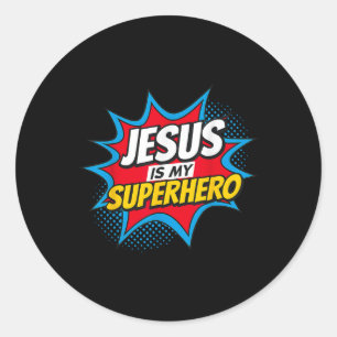 Adesivo Redondo Jesus é meu super-herói cristão