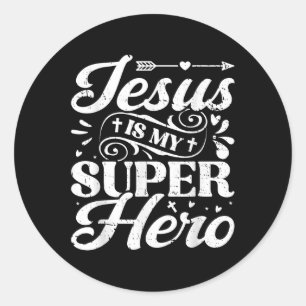 Adesivo Redondo Jesus é meu super-herói - religioso cristão
