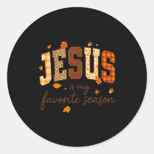 Adesivo Redondo Jesus É Minha Estação Favorita Outono Cristão Leop