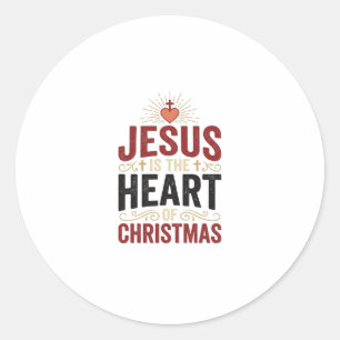 Adesivo Redondo Jesus é o Coração da Camisa Vintage de Natal