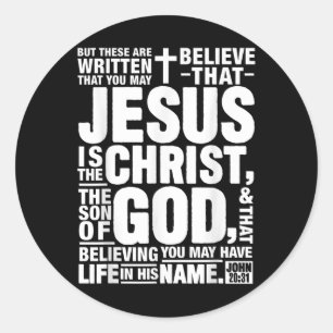 Adesivo Redondo Jesus É O Cristo O Filho De Deus John 20 31 Bibl