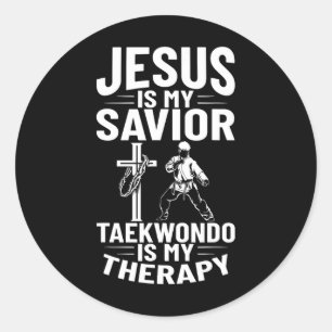 Adesivo Redondo Jesus é o meu salvador Christian Karate Taekwondo