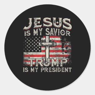Adesivo Redondo Jesus é o meu salvador é o meu presidente american