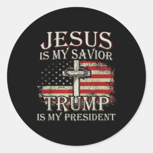 Adesivo Redondo Jesus é o meu salvador é o meu presidente american