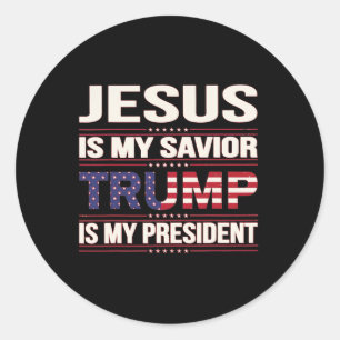 Adesivo Redondo Jesus é o meu salvador é o meu presidente american