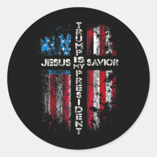 Adesivo Redondo Jesus é o meu salvador é o meu presidente american