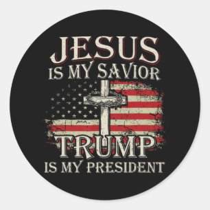 Adesivo Redondo Jesus é o meu salvador é o meu presidente american