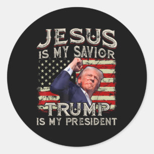 Adesivo Redondo Jesus é o meu salvador é o meu presidente american