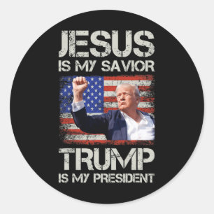 Adesivo Redondo Jesus é o meu salvador é o meu presidente american