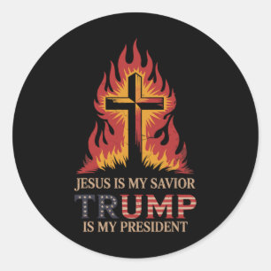Adesivo Redondo Jesus é o meu salvador, traga o meu presidente, Co