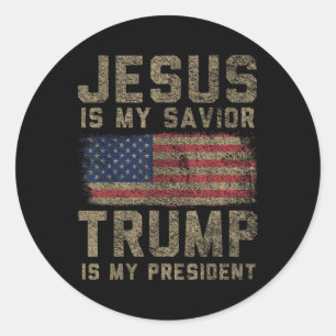 Adesivo Redondo Jesus é o meu salvador Trump é o meu presidente _1