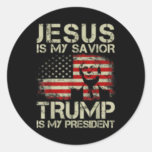 Adesivo Redondo Jesus é o meu salvador Trump é o meu presidente Tr