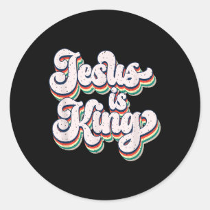 Adesivo Redondo Jesus é o rei Retro Faith, Design