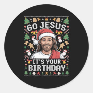 Adesivo Redondo Jesus, é o seu suéter de Natal feio