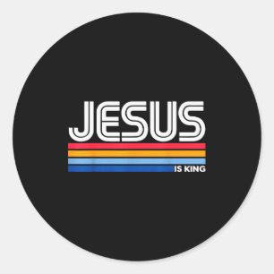 Adesivo Redondo Jesus É Rei Cruz Cristã Deus Fé Bíblia Reli