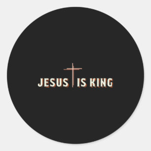 Adesivo Redondo Jesus É Rei Cruz Deus Gráfico Cristão