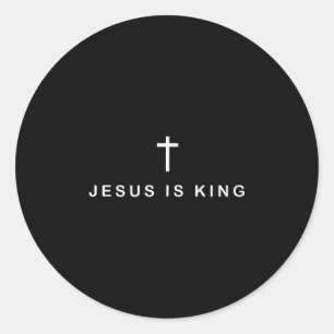Adesivo Redondo Jesus É Rei Cruz Sutil Cristão Minimalista Relig