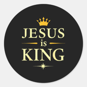 Adesivo Redondo Jesus É Rei _ Design de Fé Cristã
