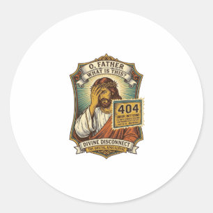 Adesivo Redondo Jesus engraçado erro 404 Humor desenvolvedor web p