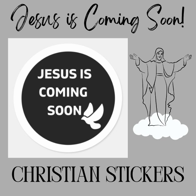 Adesivo Redondo Jesus está chegando em breve _pomba o Classic Roun (Jesus Stickers)