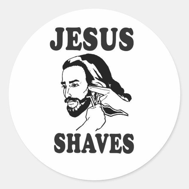 ADESIVO REDONDO JESUS FAZ BARBA (Frente)