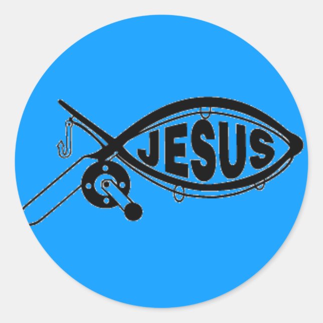Adesivo Redondo JESUS FISHING Sticker (Frente)