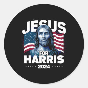 Adesivo Redondo Jesus For Harris Kamala 2024