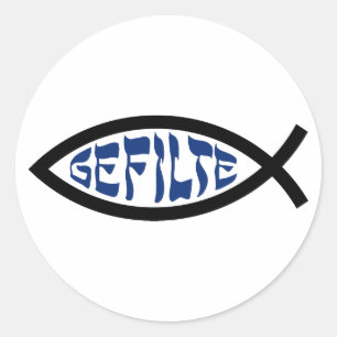 Adesivo Redondo Jesus Gefilte Fish - Humor Judaico da Páscoa