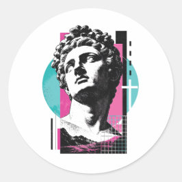 Adesivo Redondo Jesus Grego Retro Brutalista Colossenses 2:3
