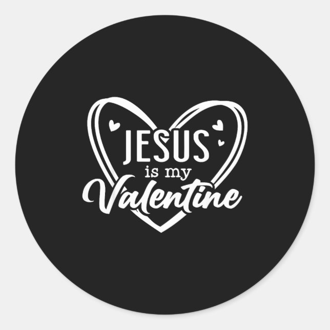 Adesivo Redondo Jesus Heart Christian Faith Love Valentines Day Me (Frente)
