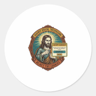 Adesivo Redondo Jesus Irritante Aceitar Cookies Pop Up Internet Na