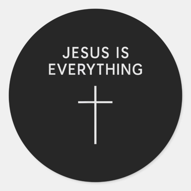Adesivo Redondo Jesus Is Everything Minimal Cross Christian Faith  (Frente)