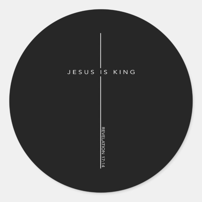 Adesivo Redondo Jesus Is King Cross Christian Faith Bible Verse  (Frente)