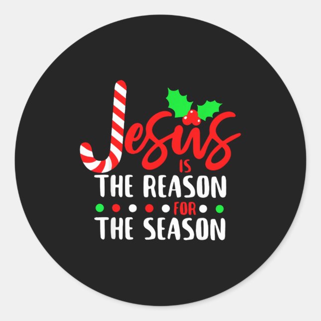 Adesivo Redondo Jesus Is The Reason For The Season Christmas Xmas  (Frente)