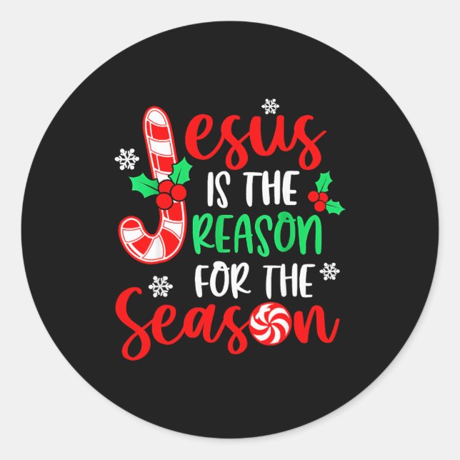 Adesivo Redondo Jesus Is The Reason For The Season Christmas Xmas  (Frente)