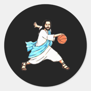 Adesivo Redondo Jesus joga basquete no Natal
