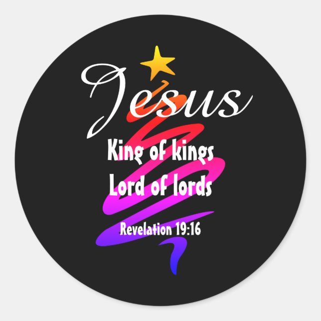 Adesivo Redondo JESUS KING OF KINGS Custom Black Modern (Frente)