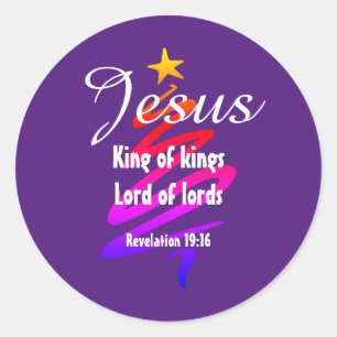 Adesivo Redondo JESUS KING OF KINGS Custom Purple Modern
