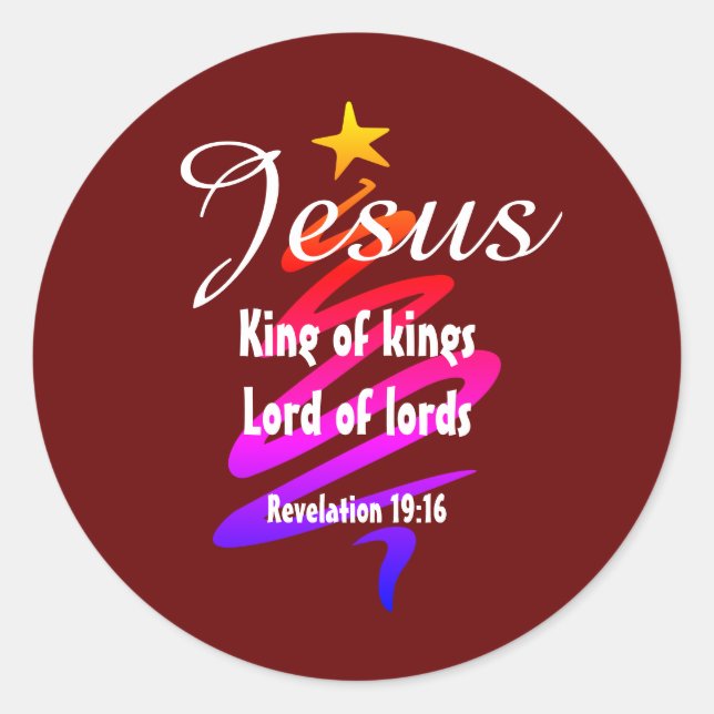 Adesivo Redondo JESUS KING OF KINGS Custom RED Modern (Frente)