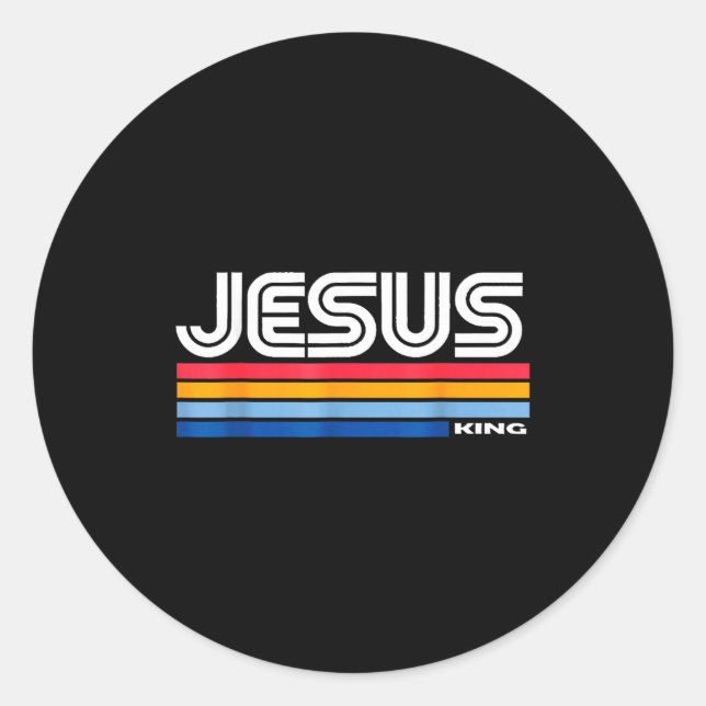 Adesivo Redondo Jesus King Retro Vintage Design  (Frente)